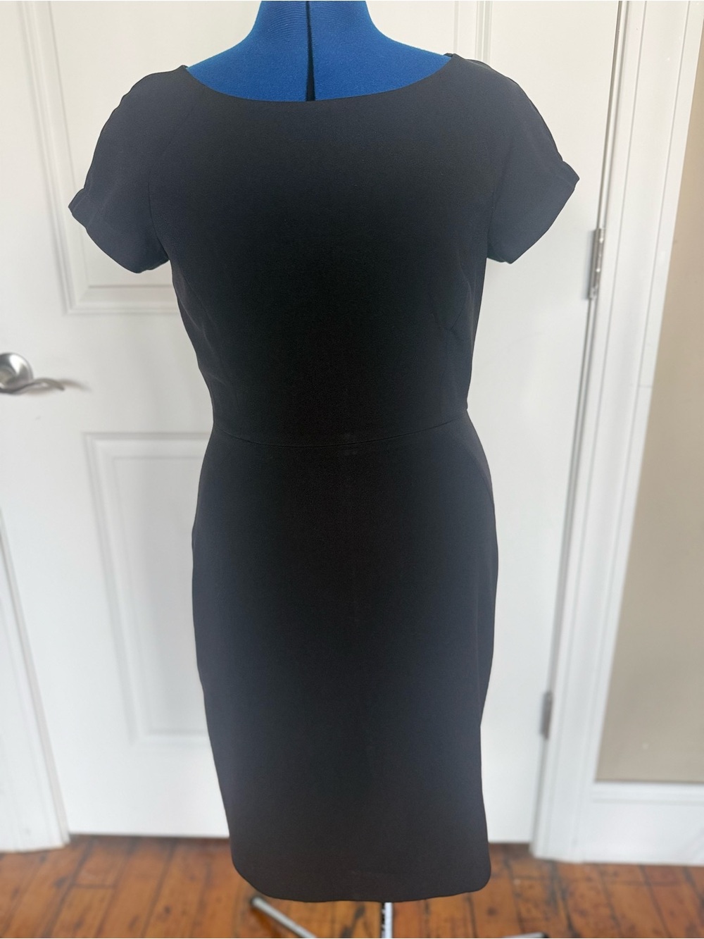 J. Crew Black Short-Sleeve Sheath Midi Dress